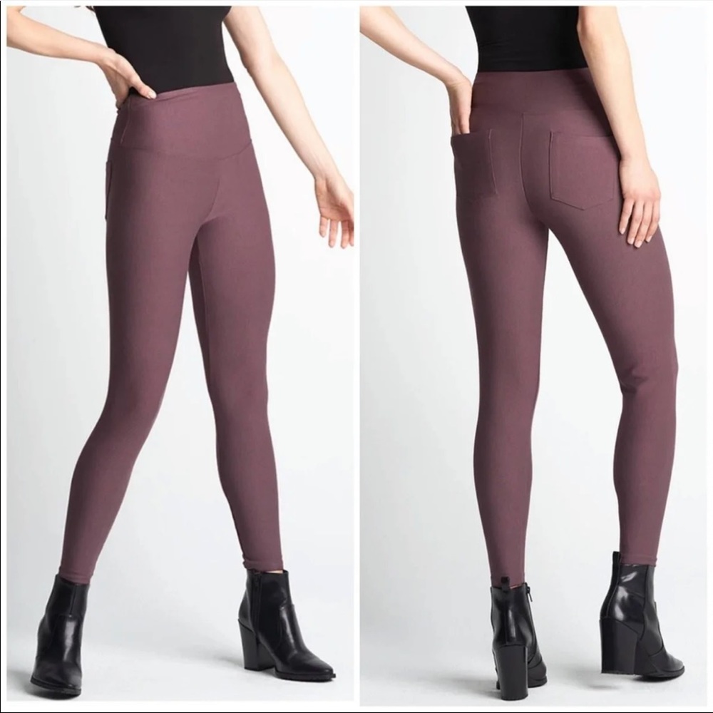 Yummie stretch twill shaping leggings with pockets M purple